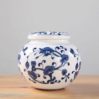 Синий и белый фарфоровый чай Caddy Ceramic хранения в влажности доказательство запечатанное бак маленький чайный контейнер чайная коробка