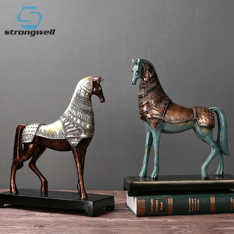 Strongwell – Statue de cheval chinois Tang en céramique émaillée tricolore, Sculpture de cheval de guerre rétro, décorations de bureau pour la maison et le bureau, cadeau 