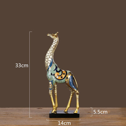 Sculpture d'animal de simulation girafe mère et enfant, Statue d'animal peinte, décoration de maison moderne, ornements artisanaux dorés 