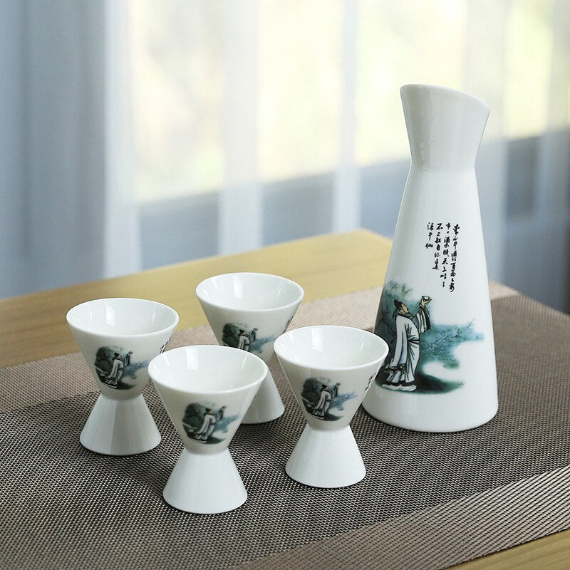 Copa de sake Cerámica fría Cerámica antigua Conjunto rústico de sake clásico con utensilios para el hogar Wijnglazen más cálidos