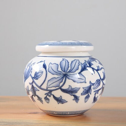 Синий и белый фарфоровый чай Caddy Ceramic хранения в влажности доказательство запечатанное бак маленький чайный контейнер чайная коробка