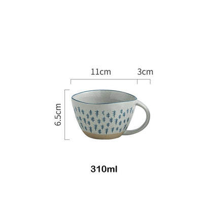 וינטג 'ספלי חרס יפני תחתון קרמיקה ארוחת בוקר קפה חלב תה דגני בוקר כוס קערה מטבח עיצוב הבית כלי שולחן בעבודת יד