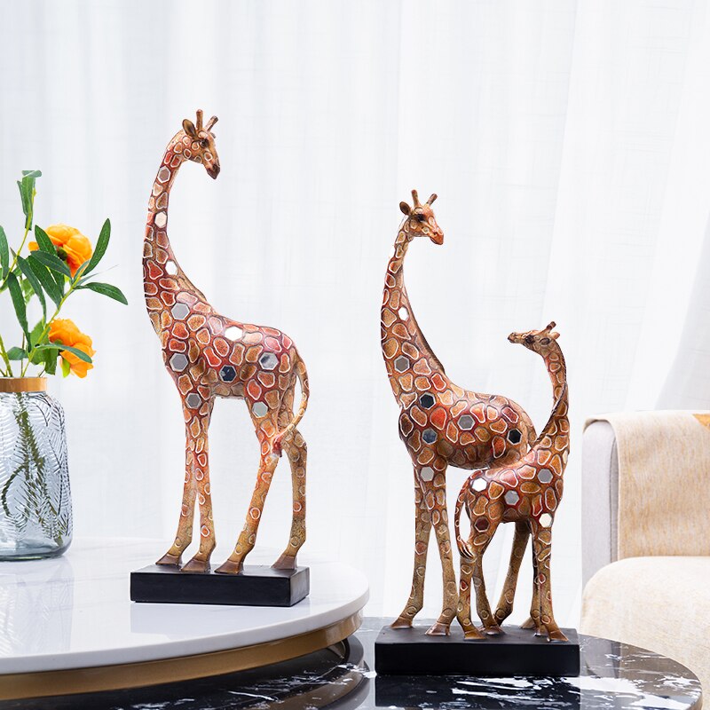 Statue de décoration modèle animal girafe couleur rétro, style minimaliste moderne, décoration de salon pour la maison, cadeaux artisanaux 