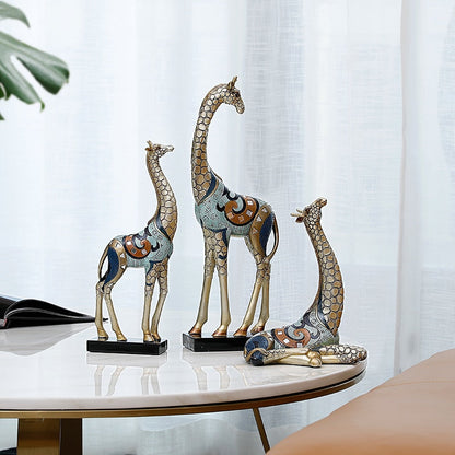 Resin LUCKY Deer Elk Figurine Statue Home Living Room Decor Crafts Sculpture Creative Gifts Modern Desktop Ornament
