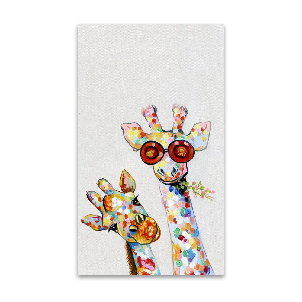 Wandkunst-Leinwanddruck, farbiges Tierbild, Giraffengemälde, Familie für Wohnzimmer, Heimdekoration, ohne Rahmen 