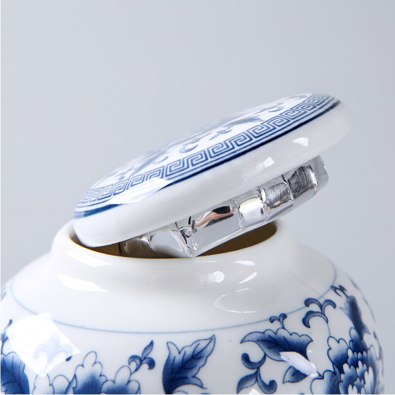 Blue and White Porcelain Tea Caddy Ceramic Storage Tank Moisture Proof Sealed Tank Small Tea Container Tea Box Candy Jar Tea Can