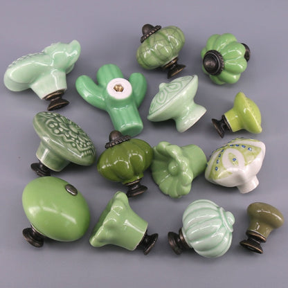 1x grønn fargeserie keramiske knotter dresser skuff skap håndtak / søtkitchen skap knott møbler maskinvare