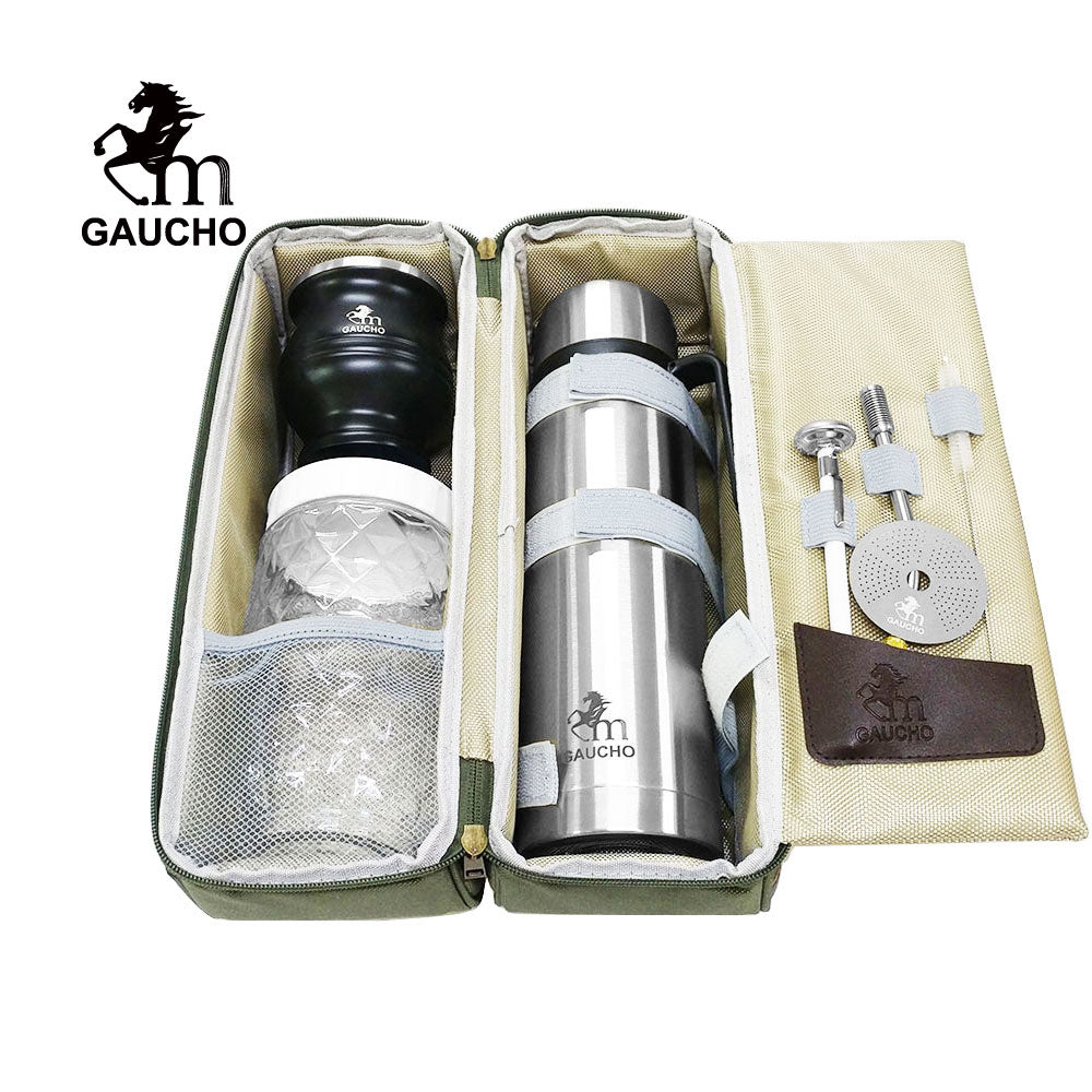 1 set/lote gaucho kits de viaje de yerba y pareja son convenientes para cargar termos de acero inoxidable y calabazas paja de bombilla - té lata
