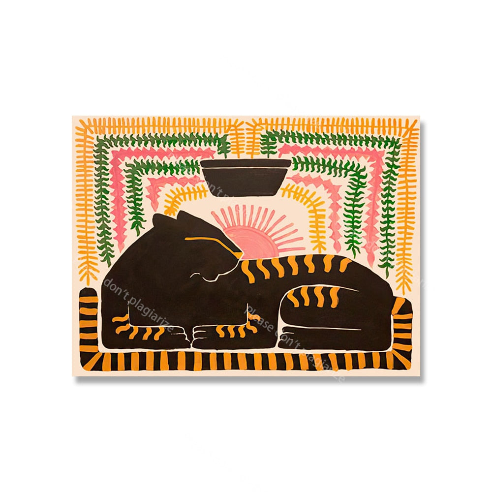 Oude Egypte kleurrijke abstracte boho poster tijger luipaard figuur muur kunst prints canvas schilderij decor foto's voor woonkamer