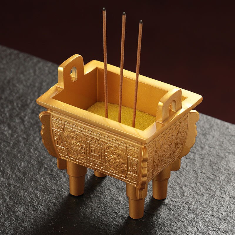 מקל קטורת טיבטית מבער חצובה זהב סגסוגת סגסוגת בודהיסטית קישוט שולחן עבודה מקורה מקדשי מדיטציה טנטרית מקדשי ארומתרפיה תנור