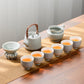 Service à thé Kung Fu glaçure gris glacé, théière en céramique pour bureau et maison, poignée tasse à thé, plateau à thé, théière et tasse grises, service à thé de luxe