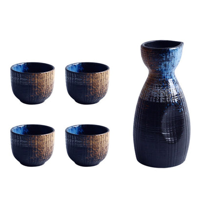 1 Set Exquisite Japanese Style Ceramics Sake Cup Sake Pot Retro Sake Set Japanese Retro Simple Ceramic Sake Cup And Pot Set