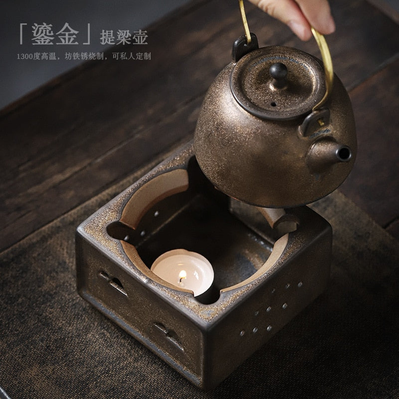 Vintage keramisk håndtag Pot lille japansk stil tekande kung fu tesæt tekande antik gammel lerpotte enkelt gryde