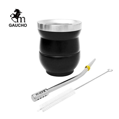 1 PC/Lot Yerba Mate Gourds Set Rostfri Cup Calabash 5 Oz & Straw Bombilla & Cleaning Brush Special For Lady and Children