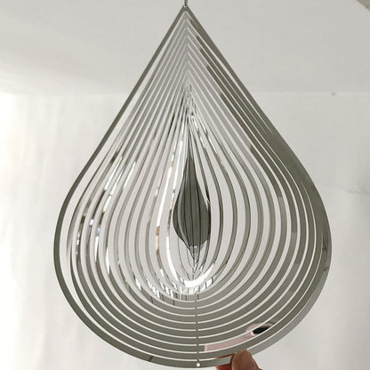Metall 3d vind spinner chimes soverom innendørs rom utendørs dekor hjerte firkantet dråpe form carving craft metal 3d roterende vindkime