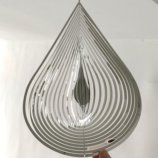 Metaal 3D Wind Spinner Chimes Slaapkamer Binnenkamer Outdoor Decor Hart Vierkante druppel Keersnij Craft Craft Metal 3D Roterende Windchime