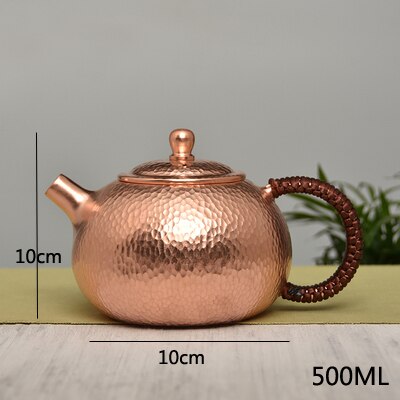 500ml çay potu saf bakır el yapımı Çin tarzı su ısıtıcısı kung fu çay içecek sofra takımları