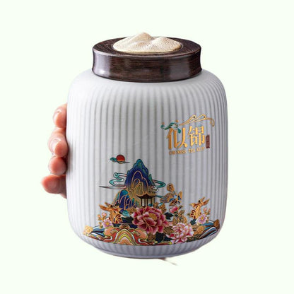 創造性セラミックス茶筒大型キャンディードライフルーツ貯蔵タンクポータブル密封茶瓶旅行茶箱コーヒーキャニスター