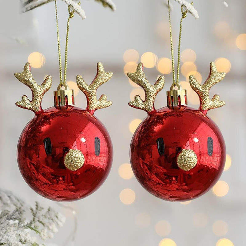 2 pcs Elk Christmas Balls Ornaments Xmas Tree Hanging Bauble Liontin Dekorasi Natal untuk Rumah Tahun Baru Navidad 2022