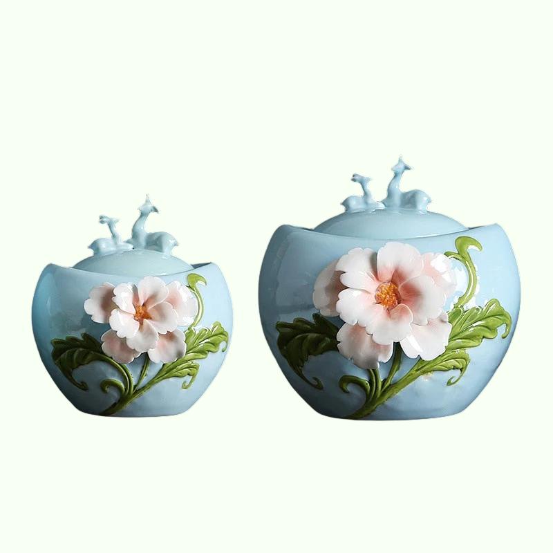 Keramik teh caddy rusa penutup lompatan teh teh timah dekoratif segel dengan stoples penyimpanan rumah tangki tangki teh kotak permen wadah teh wadah