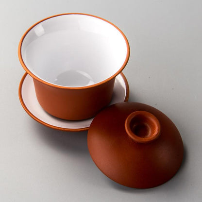 חרסינה גאיוואן קערת תה בצבע מוצק עם ערכת מכסה צלוחית מאסטר תה טורן תוכנת שתיית תה.