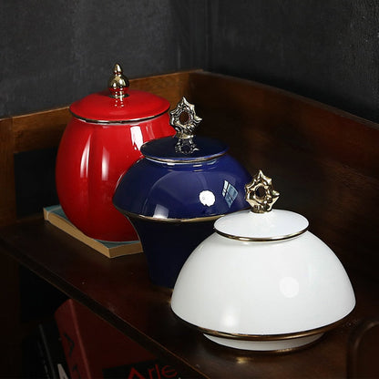 Caddy de té de cerámica Accesorios de decoración de tanque de almacenamiento grande Caddies de té de té Tank Finish Frash Candy Jar Organizador de té