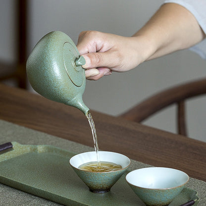 Grønn keramisk kyusu teapots vanner vintage kinesisk kung fu te potte drinkware