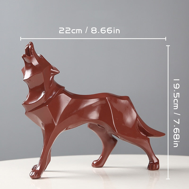 Resina Abstract Wolf Statue Nordic geometrica Figurine animali da lupo artigianato Scaffali per ufficio Home Office Desta