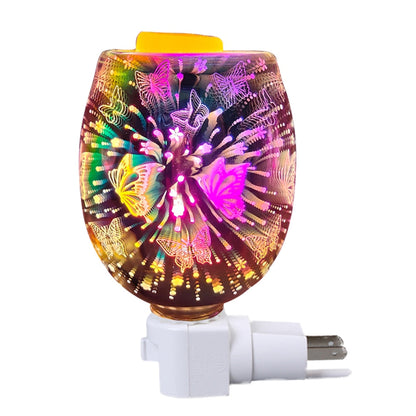 Wax Melt Warmer In 3D Glass – Butterfly Electric Plug in Oil Burners with Glass Dish on Top for Tart Melts& Spare Bulb