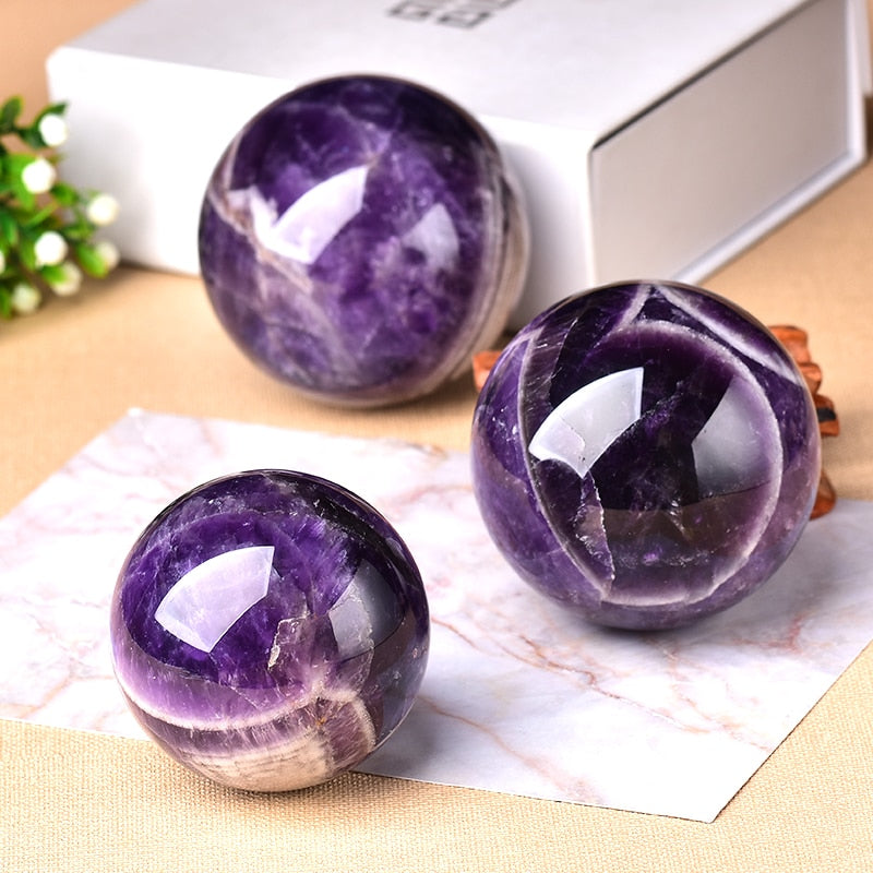 1 pc Natural Dream Amethyst Ball Polished Globe Massaging Ball Reiki Healing Stone Home Decoratie Exquise Gifts Souvenirs Gift