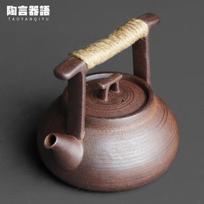 Japansk stil tekanne håndlaget retro steingods kungfu te seremoni bærbar teprodusent keramisk tekanne te sett