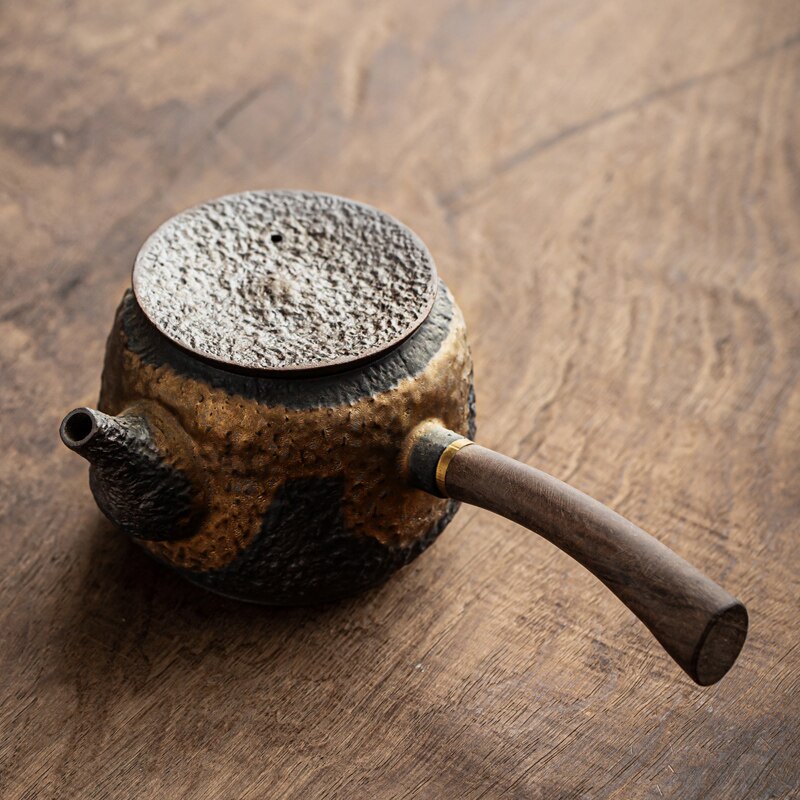 Keramik Perunggu Kyusu Vintage Chinese Ceramic Tea Pot Drinkware 230ml