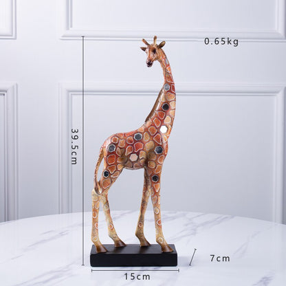 레트로 컬러 기린 동물 모델 장식 동상 현대 미니멀리스트 스타일 홈 거실 장식 공예 선물