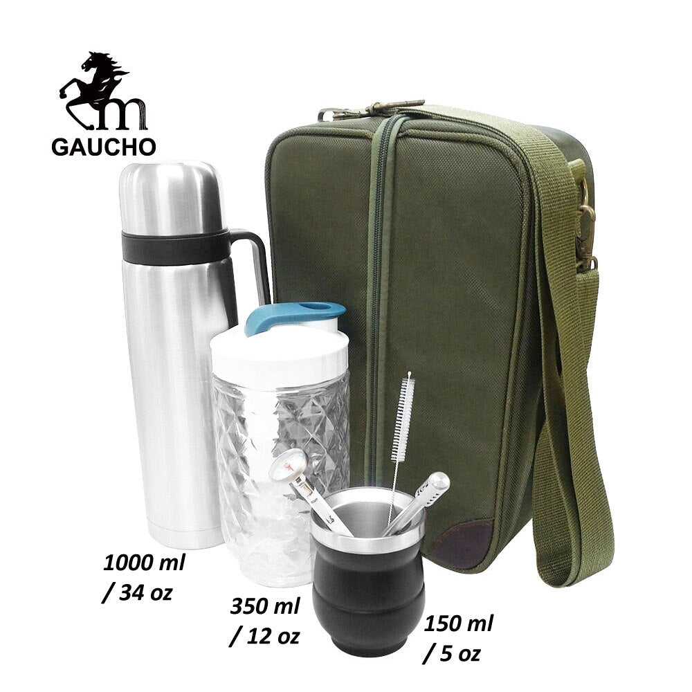 1 PC/Lot Gaucho Yerba Mate Travel Set Stainless Gourds Calabash Cups & Thermos & Bombilla 필터 밀짚 차 캔