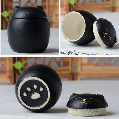 Urn for Pet Ashes- Cat Shape Memorial Cremation Urns-Handcrafted Black Decorative Urns for Funeral，Cat urn，Dog urn