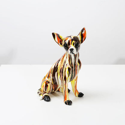Arte creativo Chihuahua coloridos adornos pequeños pequeños artesanías de perros de resina decoración del hogar color moderno de escritorio de oficina simple artesanía