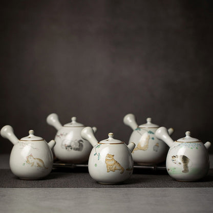 Keramik-Kyusu-Teekanne, niedliche Katzen-Teekanne, chinesisches Kung-Fu-Teeset, 250 ml