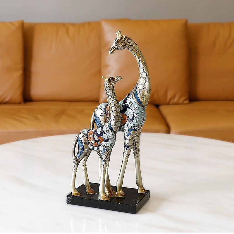 Statue de cerf porte-bonheur en résine, décoration de salon, Sculpture artisanale, cadeaux créatifs, ornement de bureau moderne 
