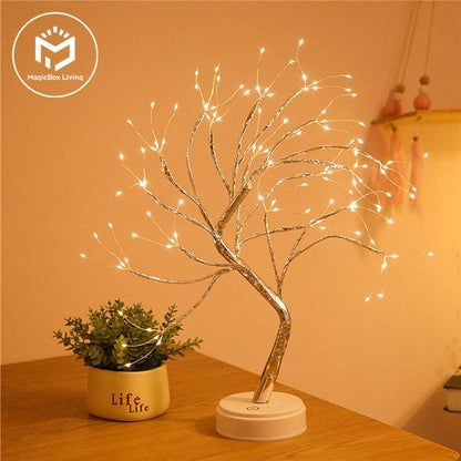 LED Night Light Mini Christmas Tree Copper Wire Garland Lamp untuk Anak -anak Rumah Tidur Dekorasi Dekorasi Fairy Light Holiday Lighting