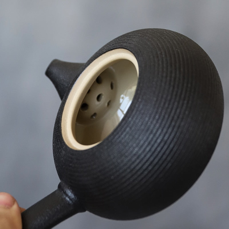 Черная посуда керамика Kyusu Чюрехты ручной работы китайского чайного чая 165 мл