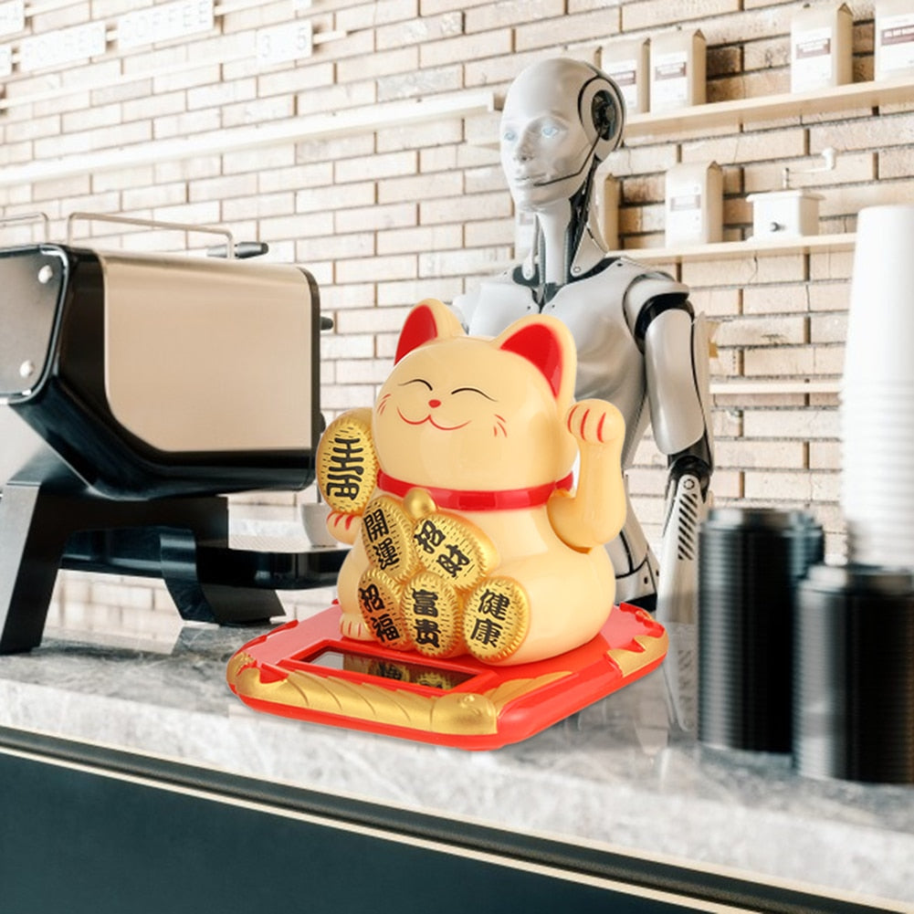 Gato afortunado chino riqueza agitando la fortuna de la mano de la mano Bienvenido Cat Craft Home Craft