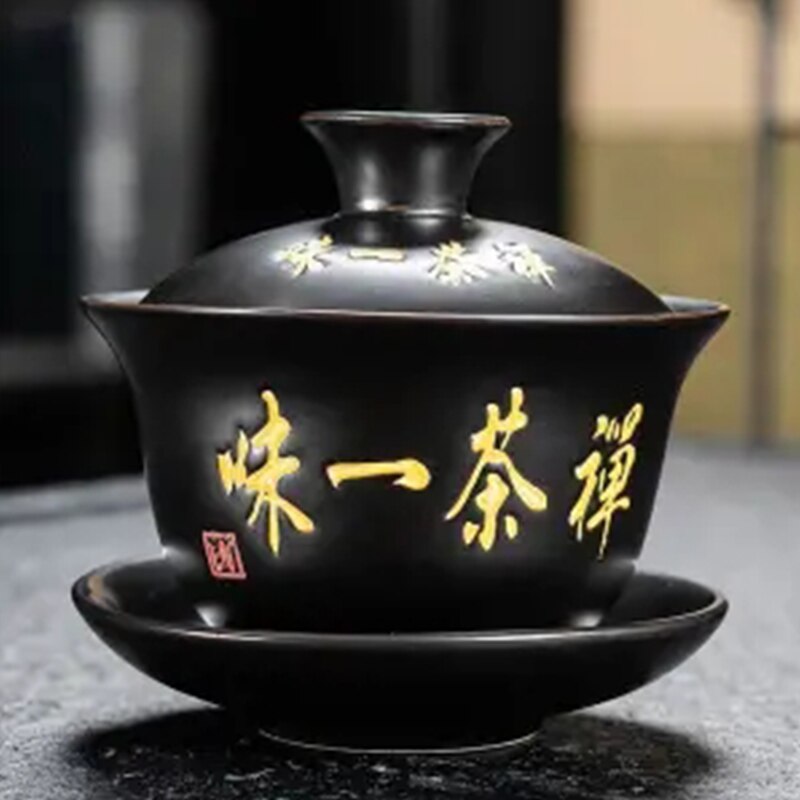 Ceramic Gaiwan jingdezhen Chinese Kungfu Teaset Three talents Tea Bowl Large Teacup Saucer Set Home tea maker Tea ceremony Gift