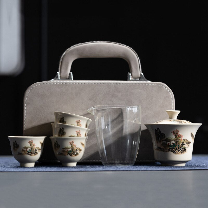 Portable Kung Fu Teaset Teacup Teapot Infuser Gaiwan Creative Tea Making Teaware Sets Home Office Chinese Tea Ceremony Gift