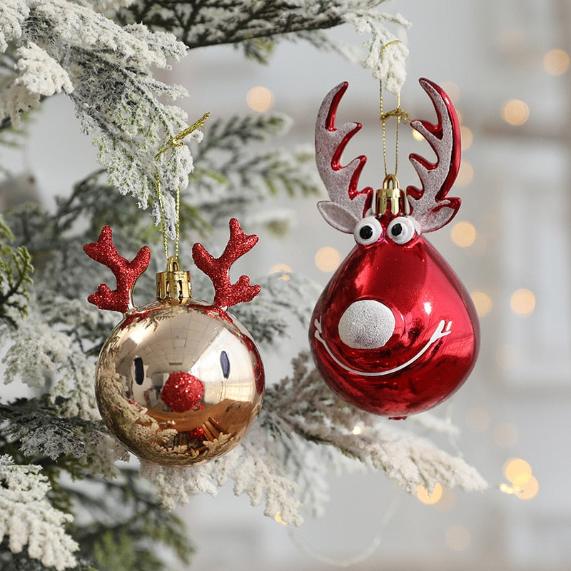 2PCS Elk Christmas Balls Ornaments Xmas Tree Hanging Bauble Pendant Christmas Decorations For Home New Year Party Navidad 2022