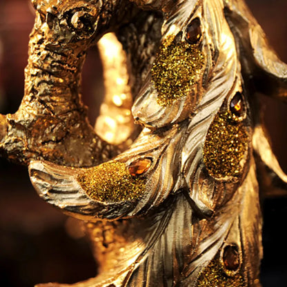 Nordic Resin Phoenix Figurine Pure Golden Bird of Wonder Patung Modern Animal Sculpture Creative Ornament Home Office Hiasan