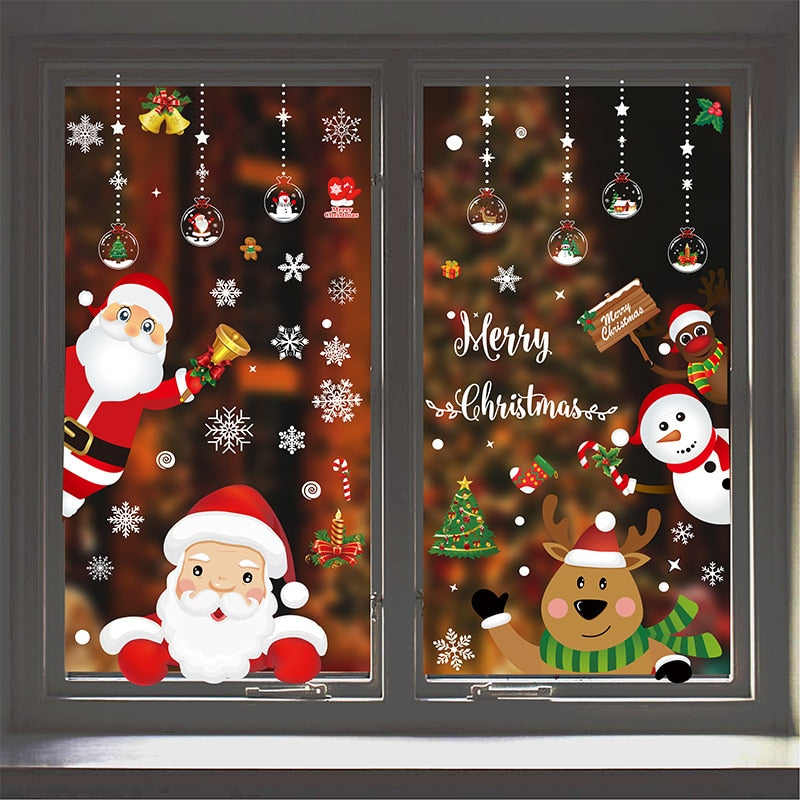 Weihnachten Santa Claus Fenster Aufkleber Wand Ornamente Weihnachten Anhänger Frohe Weihnachten Für Home Decor Neue Jahr Aufkleber 2023 