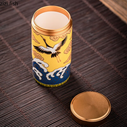 Ceramica in metallo a doppio strato tè caddy canotta sigillata a prova di umidità portatile piccolo tè da tè contenitore per alimenti per alimenti