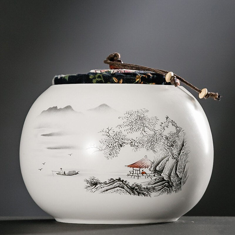 Caddio chinês de chá de cerâmica de grande capacidade Tanque de armazenamento selações caixas portáteis de chá recipientes de chá de café jarra de doces