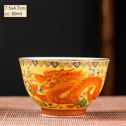 Keramik sancai gaiwan mangkuk naga dan phoenix cangkir teh cangkir teh buatan tangan mangkuk teh teh high-end hormat set teh set