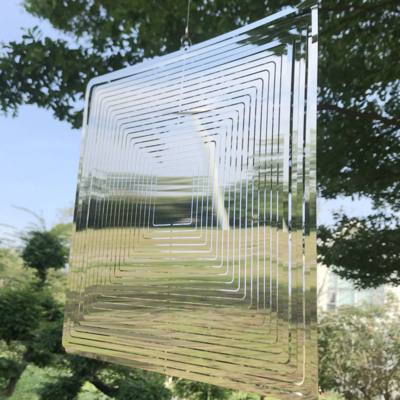 Metal 3D Wind Spinner Chimes sovrum inomhus rum utomhusdekor hjärtkvadrat droppform snidande hantverk metall 3D roterande vindtråd